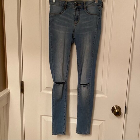 PacSun Denim - PACSUN JEANS FADED BLUE JEGGINGS DISTRESSED STRETCH KNEE HOLES SIZE 25